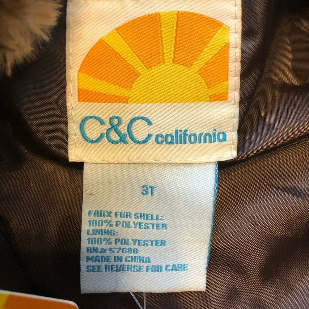 Faux fur vest girls 3T C&C California leopard print